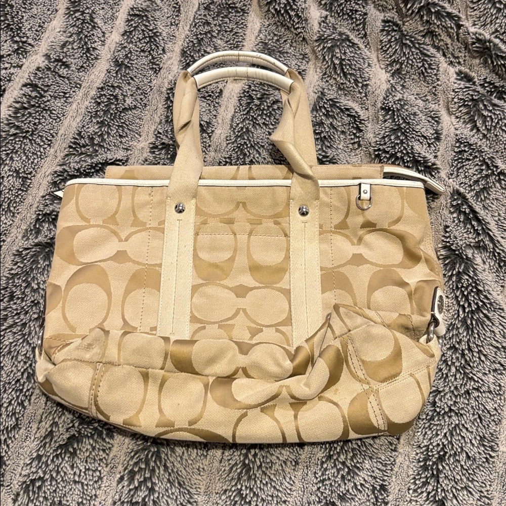 Coach Elegant Beige Designer Tote Bag